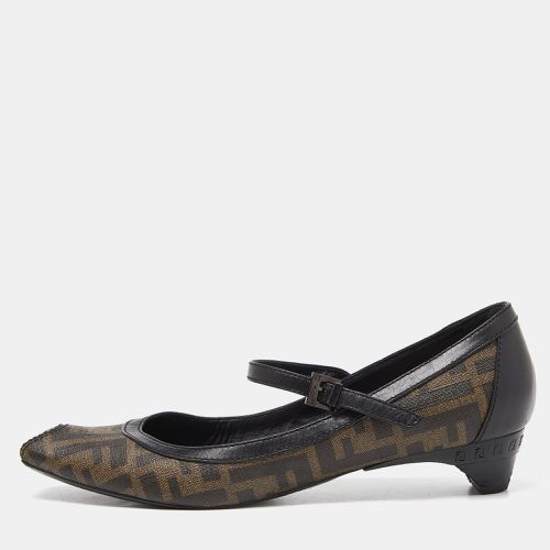 Fendi Black/Brown Coated Canvas and Leather Marry Jane Ballet Flats Size 39.5 - Fendi - Modalova