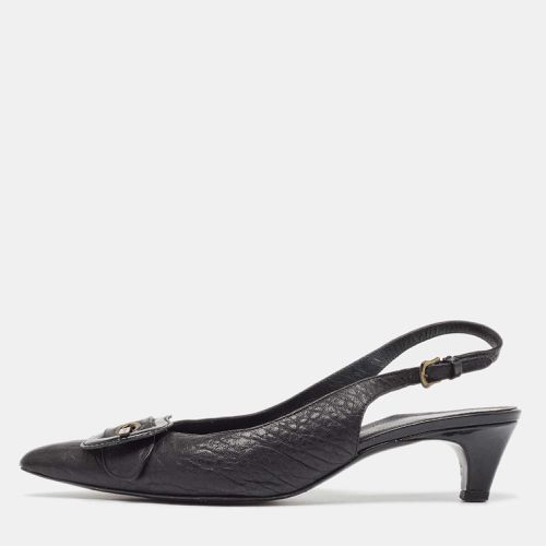 Fendi Black Leather Buckle Detail Slingback Pumps Size 39.5 - Fendi - Modalova