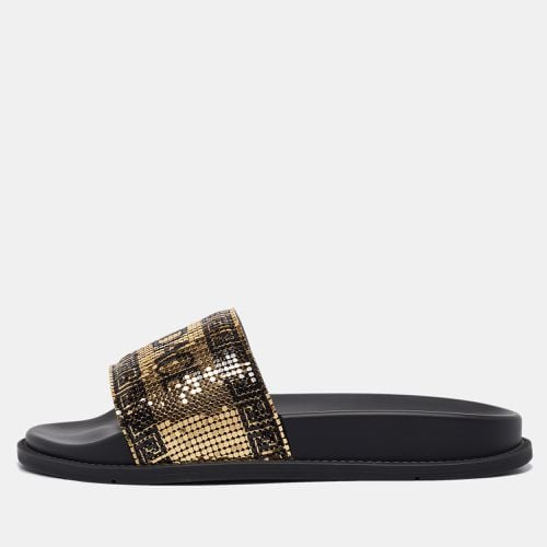 Fendi x Versace Gold/Black Metal Mesh Pool Slides Size 38 - Fendi x Versace - Modalova