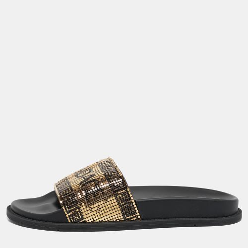 Fendi x Versace Gold/Black Metal Mesh Pool Slides Size 39 - Fendi x Versace - Modalova