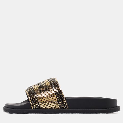 Fendi X Versace Gold Metal and Rubber Flat Slides Size 35 - Fendi x Versace - Modalova