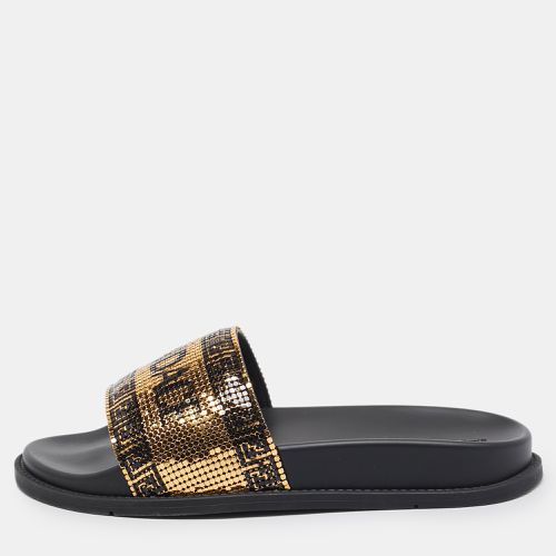 Fendi x Versace Gold/Black Metal Mesh Pool Slides Size 38 - Fendi x Versace - Modalova