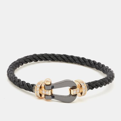 Fred Force 10 Diamond Ceramic 18k Rose Gold Black Cable Large Model Bracelet 16 - Fred - Modalova