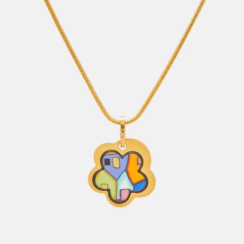 Frey Wille Flower Fire Enamel Gold Tone Pendant Necklace - Frey Wille - Modalova