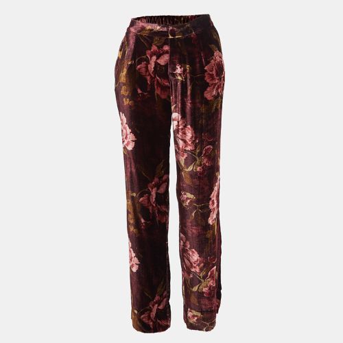 F.R.S For Restless Sleepers Burgundy Floral Print Velvet Pants M - F.R.S For Restless Sleepers - Modalova