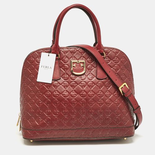 Furla Red Embossed Leather Fantastica Dome Satchel - Furla - Modalova