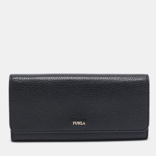 Furla Black Leather Logo Flap Continental Wallet - Furla - Modalova