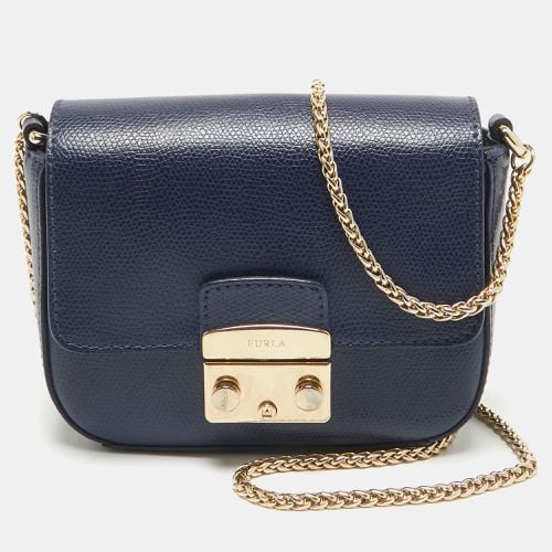 Furla Navy Blue Leather Mini Metropolis Chain Crossbody Bag - Furla - Modalova