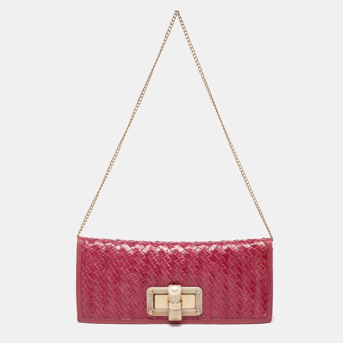 Furla Pink Woven Leather Turnlock Clutch - Furla - Modalova