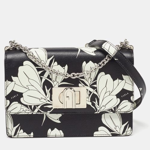 Furla Black/White Leather Floral Print 1927 Mini Crossbody Bag - Furla - Modalova