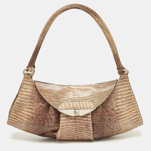 Lizard Embossed Leather Metal Lock Hobo - Furla - Modalova