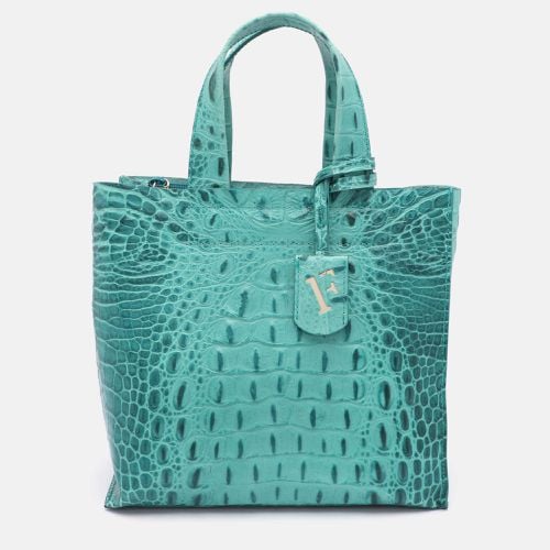 Furla Turquoise Croc Embossed Leather Divide It Tote - Furla - Modalova