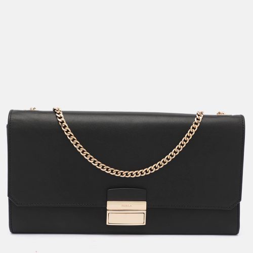 Furla Black Leather Push Lock Flap Crossbody Bag - Furla - Modalova