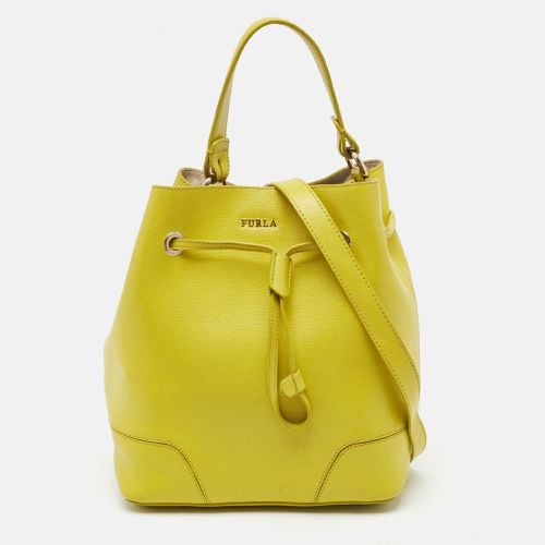 Furla Yellow Leather Stacy Drawstring Bucket Bag - Furla - Modalova