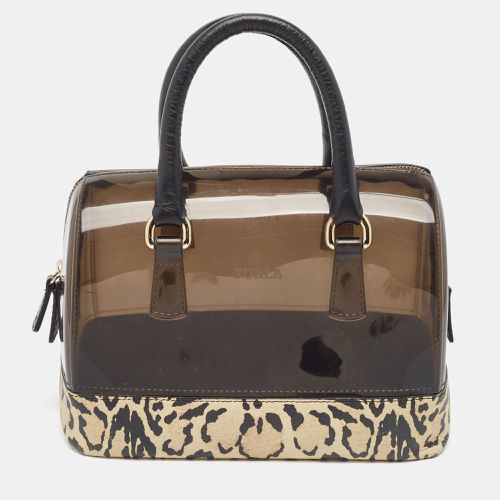 Furla Black/Beige Leopard Print Rubber and Leather Candy Satchel - Furla - Modalova