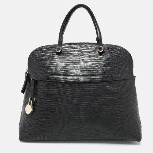 Furla Black Textured Leather Piper Dome Satchel - Furla - Modalova