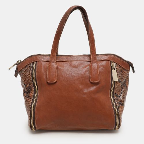 Leather and Python Embossed Leather Satchel - Furla - Modalova