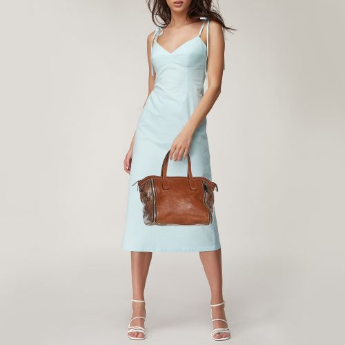 Leather and Python Embossed Leather Satchel - Furla - Modalova