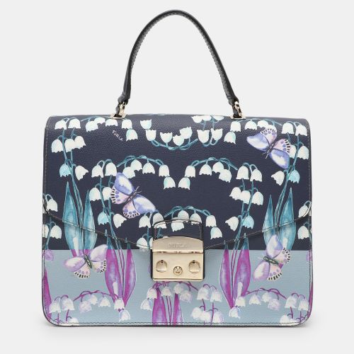 Furla Multicolor Flower and Butterfly Print Coated Canvas Metropolis Top Handle Bag - Furla - Modalova