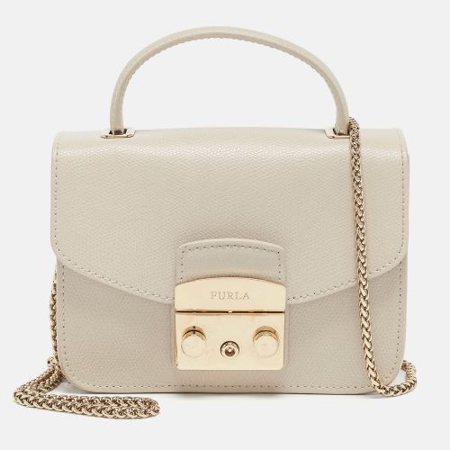 Furla Light Beige Leather Mini Metropolis Top Handle Bag - Furla - Modalova