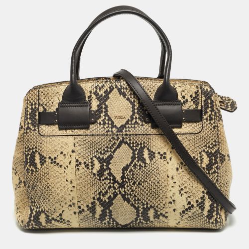 Furla Cream/Black Python Embossed Leather Lucky Tote - Furla - Modalova