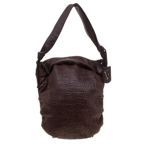 Furla Brown Crocodile Embossed Leather Hobo Bag - Furla - Modalova