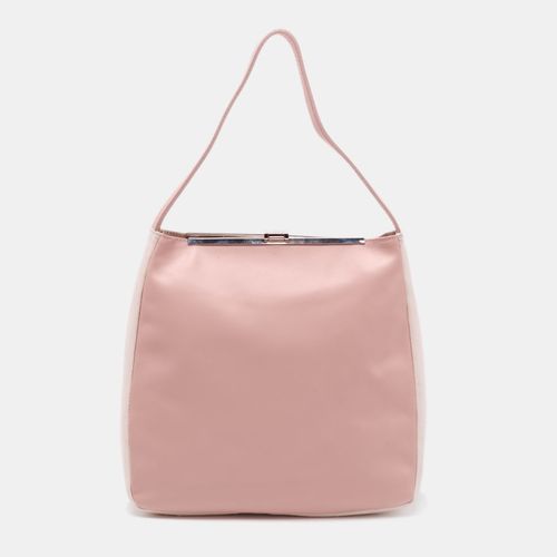 Furla Pink Blush/White Leather Frame Lock Tote - Furla - Modalova