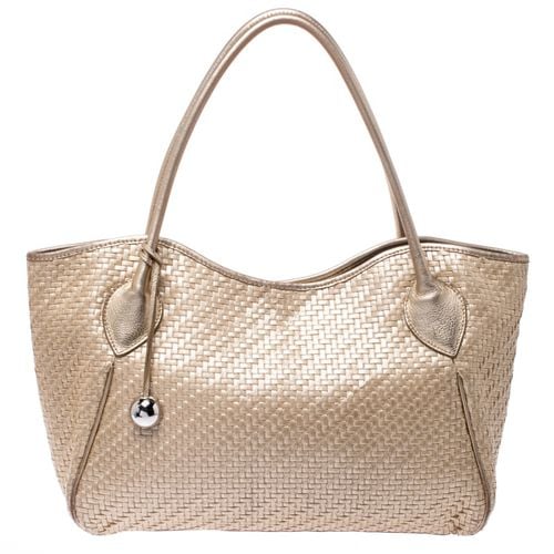 Furla Gold Woven Raffia and Leather Shopper Tote - Furla - Modalova