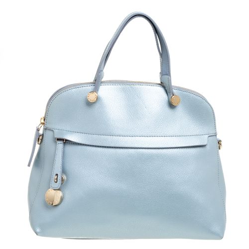 Furla Light Blue Leather Piper Dome Satchel - Furla - Modalova