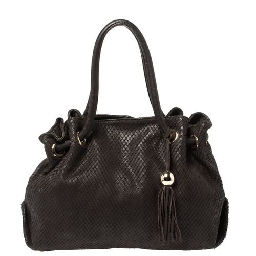 Furla Dark Brown Python Effect Tote - Furla - Modalova