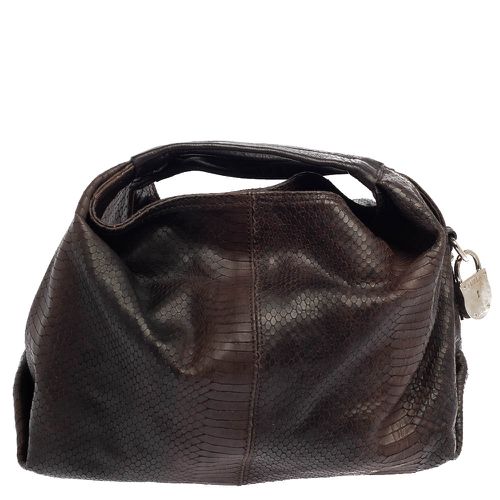 Furla Dark Brown Python Embossed Leather Elisabeth Hobo - Furla - Modalova