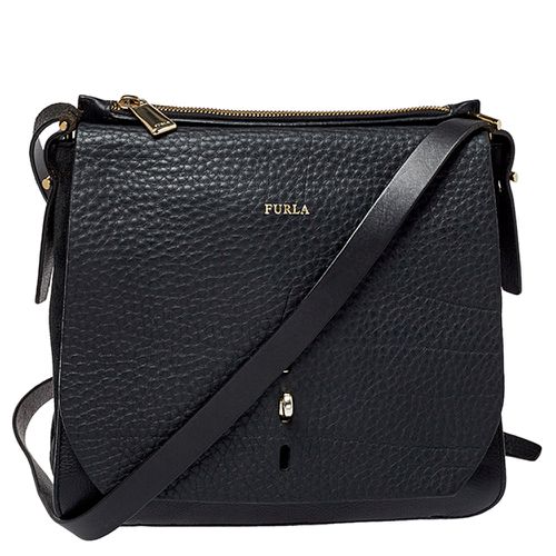 Furla Black Leather and Suede Messenger Bag - Furla - Modalova