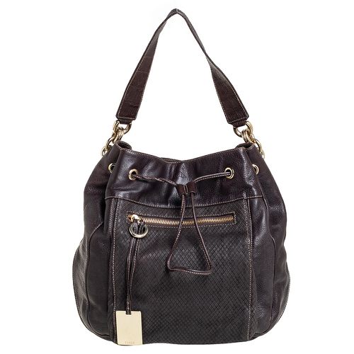 Dark Leather Drawstring Hobo - Furla - Modalova