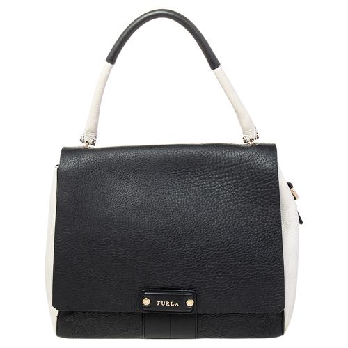 Furla Black/White Leather Flap Top Handle Bag - Furla - Modalova