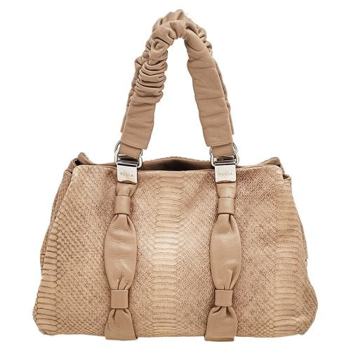 Furla Beige Python Embossed Leather Shoulder Bag - Furla - Modalova