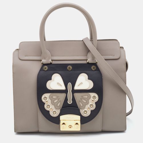 Furla Taupe/Black Leather Metropolis Magia Tote - Furla - Modalova