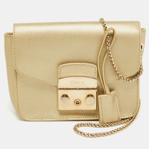 Furla Gold Leather Mini Metropolis Chain Crossbody Bag - Furla - Modalova