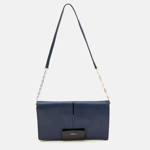 Furla Blue/Black Leather Flap Chain Shoulder Bag - Furla - Modalova