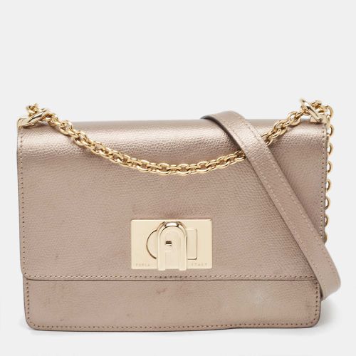 Furla Metallic Grey Leather 1927 Chain Shoulder Bag - Furla - Modalova