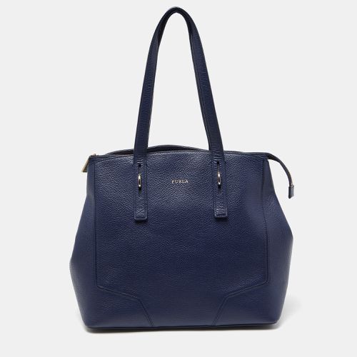 Furla Navy Blue Leather Top Zip Satchel - Furla - Modalova