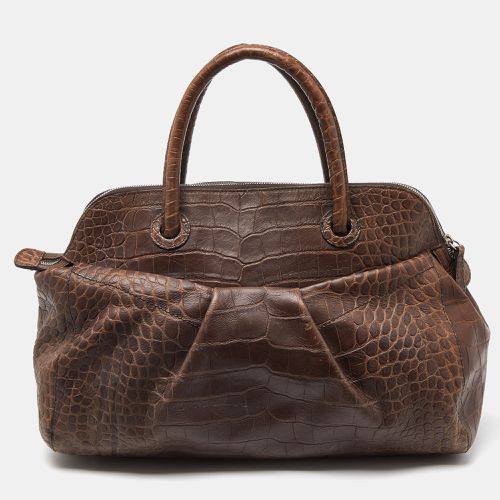 Furla Brown Croc Embossed Leather Satchel - Furla - Modalova