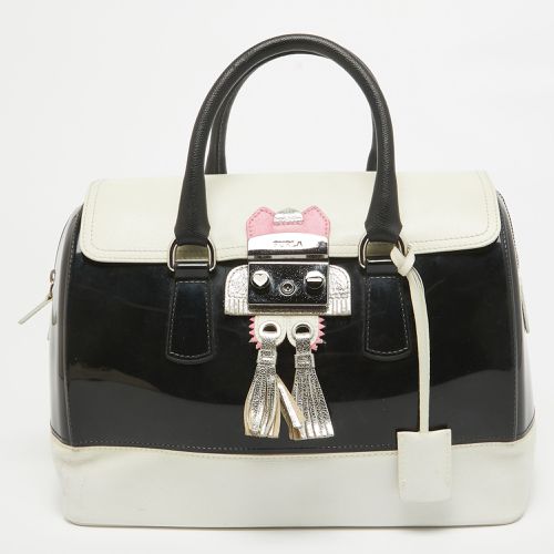 Furla Black/White Leather and Rubber Candy Flap Satchel - Furla - Modalova