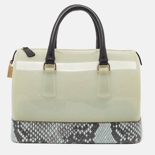 Furla Light Blue Python Embossed and Rubber Candy Satchel - Furla - Modalova