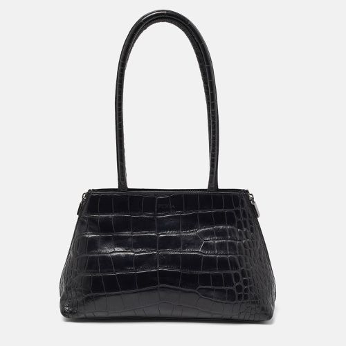 Furla Black Croc Embossed Leather Vintage Shoulder Bag - Furla - Modalova