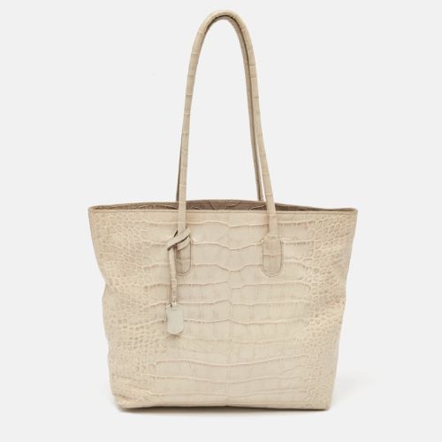 Furla Cream Croc Embossed Leather Tote - Furla - Modalova