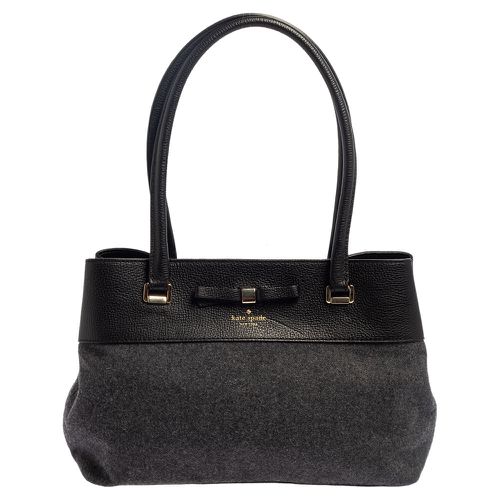 Kate Spade Grey/Black Wool and Leather Henderson Street Tote - Kate Spade - Modalova