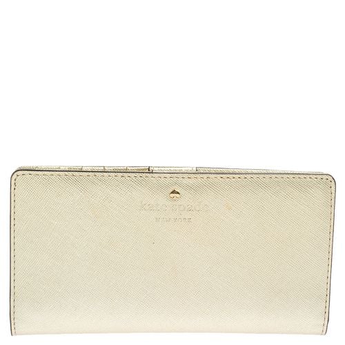 Kate Spade Metallic Gold Leather Long Flap Wallet - Kate Spade - Modalova