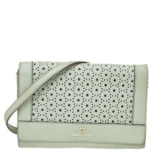 Kate Spade Mint Green Leather Perforated Flap Shoulder Bag - Kate Spade - Modalova