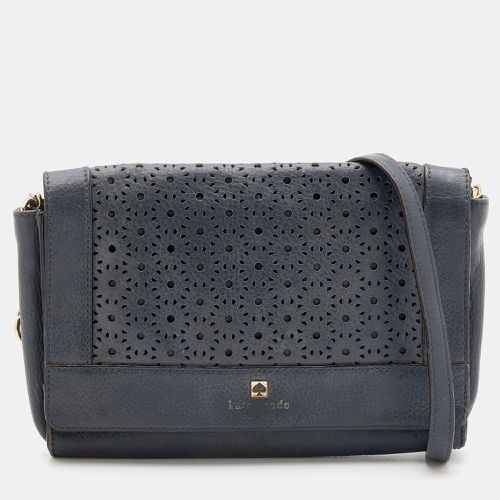 Kate Spade Dark Grey Leather Perforated Flap Shoulder Bag - Kate Spade - Modalova