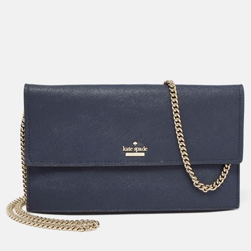 Kate Spade Navy Blue Leather Mini Cameron Street Briley Chain Clutch - Kate Spade - Modalova